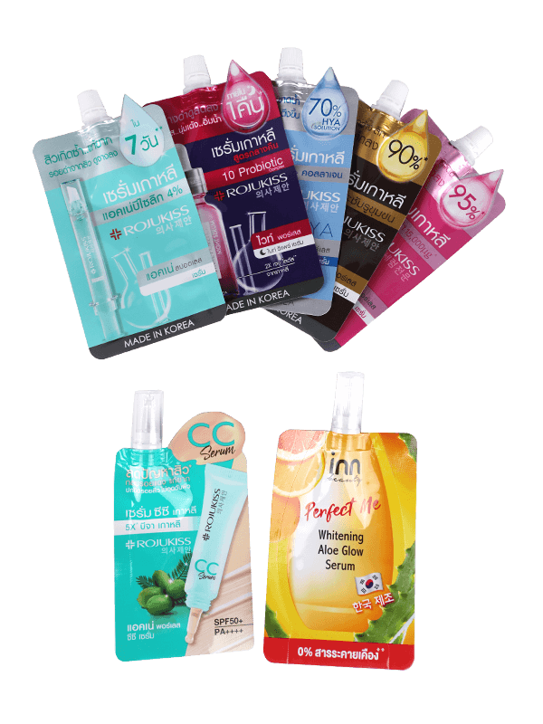 Пакет для косметической жидкости с носиком сверху